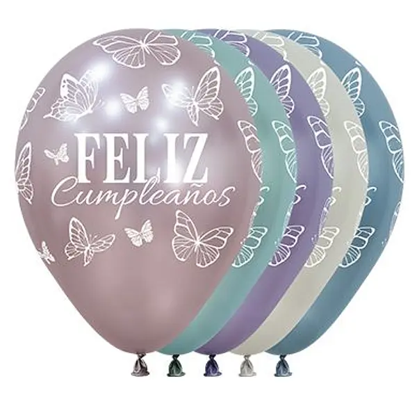 Globo Sempertex Silk Infinity Feliz Cumpleaños Mariposas