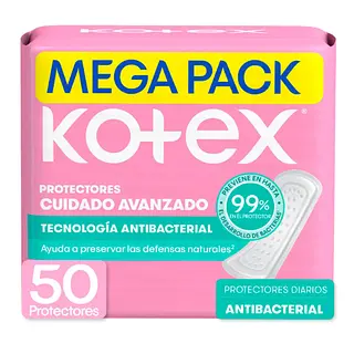 Protectores Kotex Cuidado Avanzado Antibacterial