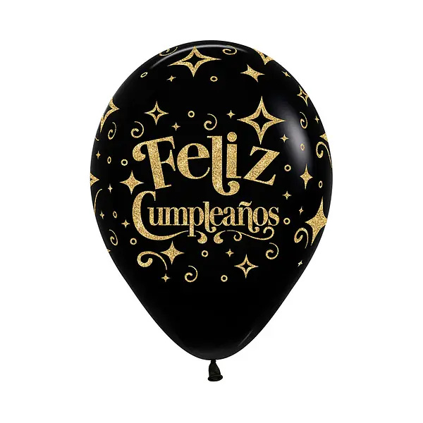 Globo Sempertex Fashion Negro Infinity Escarchado Dorado