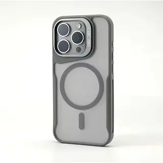 Case Magsafe Gris Mate Soporte Camara Iphone 16pro+