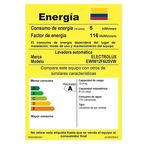 Lavadora Electrolux 12 Kg Blanca Imperial