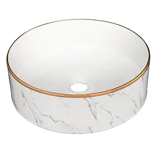 Lavamanos Redondo Calata Blanco Borde Dorado