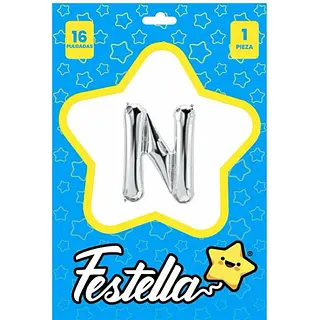 Globo Letra N Plateada 16''