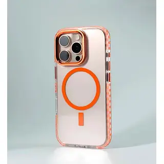 Case Magsafe 360 Soporte Borde Naranja Iphone 16pro+