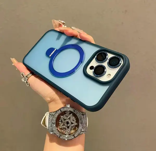 Case Magsafe Azul Mate Protector Cámaras Iphone 16pro