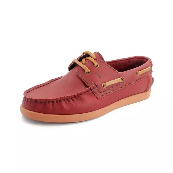 Zapato Apache de Cuero Color Cereza Suela Ladrillo