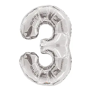 Globo Metalizado Numero 3 Plateado