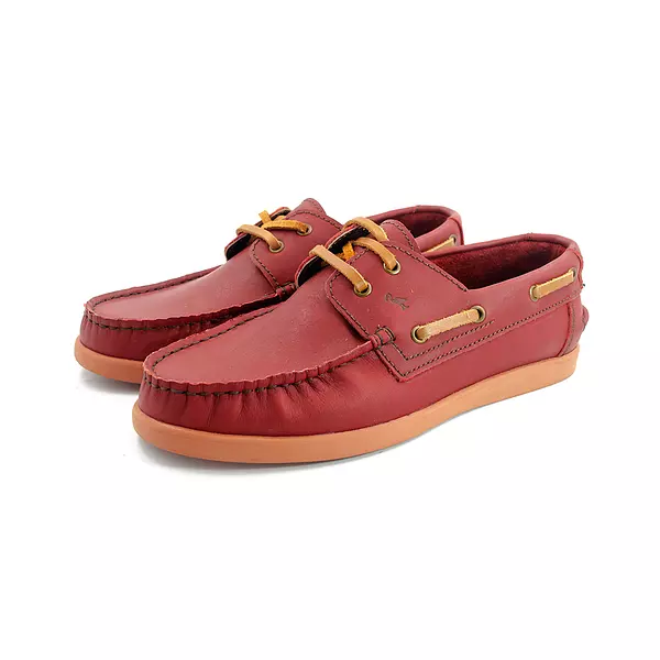 Zapato Apache de Cuero Color Cereza Suela Ladrillo