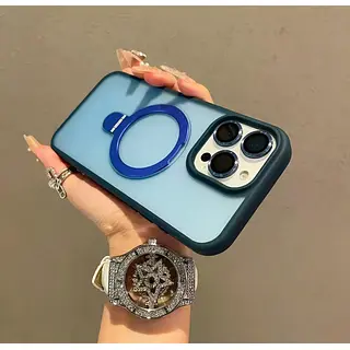 Case Magsafe Azul Mate Protector Cámaras Iphone 14pro+