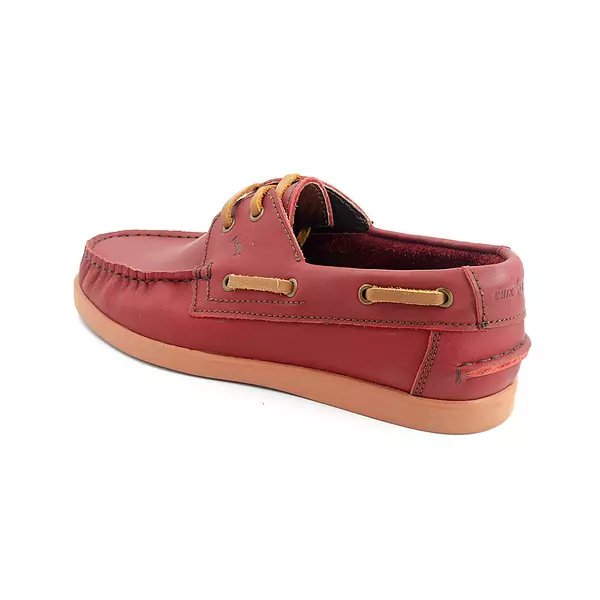 Zapato Apache de Cuero Color Cereza Suela Ladrillo