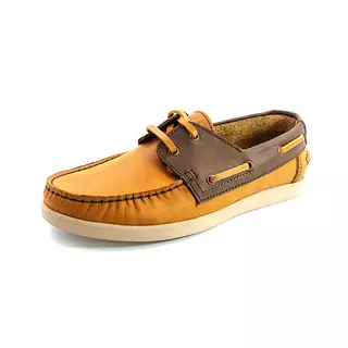 Zapato Apache de Cuero Bicolor Miel con Café Suela Avellana