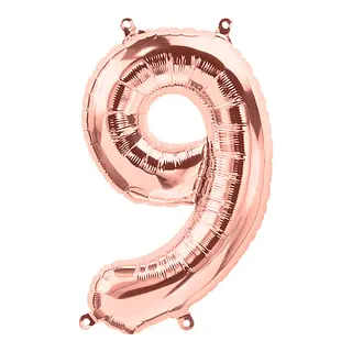 Globo Metalizado Numero 9 Oro Rosa