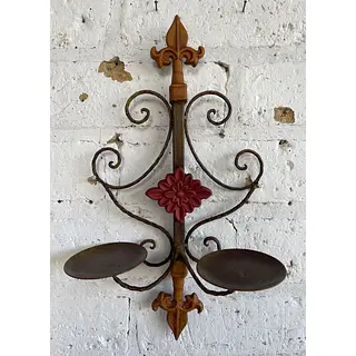 Candelabro Metálico De 2 Luces Flor De Lis