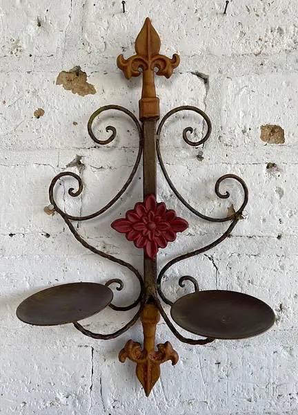 Candelabro Metálico De 2 Luces Flor De Lis