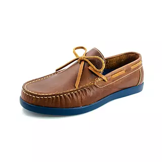 Zapato Mocasine de Cuero Envejecido Suela Azul