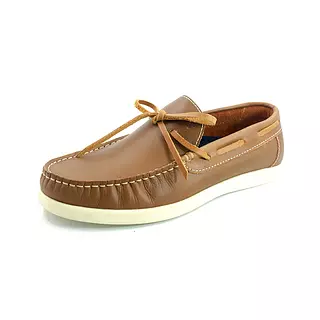 Zapato Mocasine de Cuero Miel Envejecido Suela Hueso