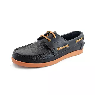 Zapato Apache de Cuero Negro Suela Ladrillo