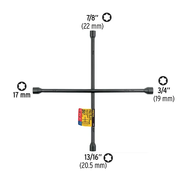 Llave De Cruz 20", Acabado Negro Mate, Pretul