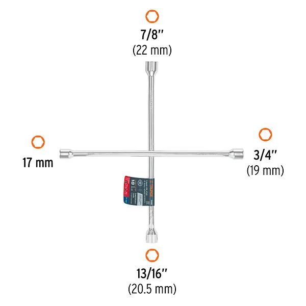 Llave De Cruz 18" Pulida Y Cromada, Truper