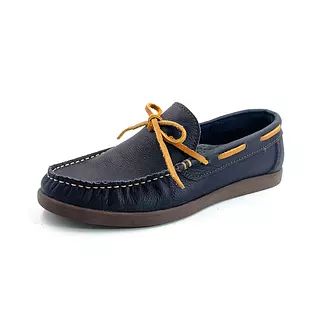 Zapato Mocasine de Cuero Azul Suela Marron