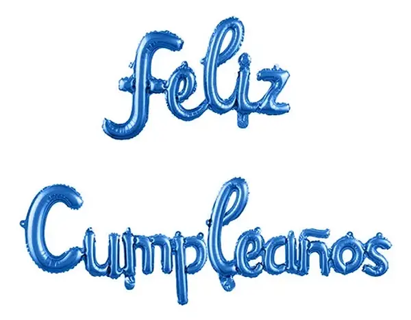 Globo Metalizado Feliz Cumpleaños Cursivo Azul