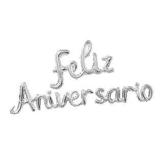 Globo Metalizado Feliz Aniversario Plateado