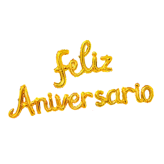 Globo Metalizado Feliz Aniversario Cursivo Dorado
