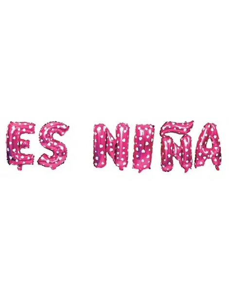 Globo Metalizado "Es Una Niña" Rosado Con Puntos