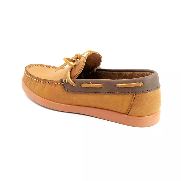 Zapatos Mocasine de Cuero Miel Cuello Café Suela Ladrillo