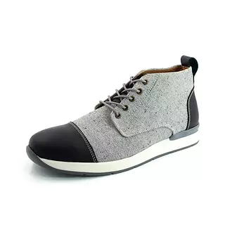 Botines Ingles Lona y Cuero Negro Suela Deportiva Hueso