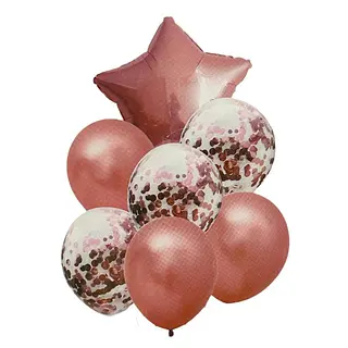 Bouquet De Globos Foil+Latex Oro Rosa
