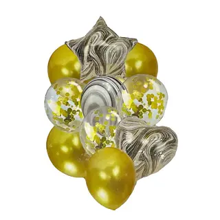 Bouquet De Globos Foil+Latex Agata Dorado Y Amarillo