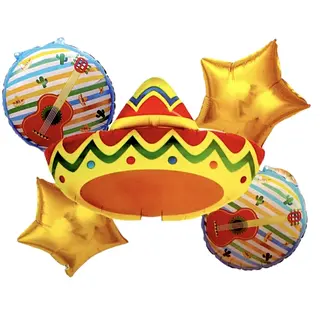 Bouquet De Globos Foil Sombrero Mexicano