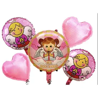 Bouquet De Globos Foil Mi Bautizo Niña