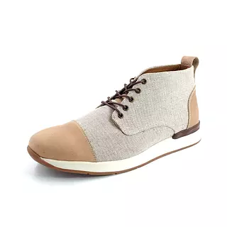 Botines Ingles Lona y Cuero Caqui Suela Deportiva Hueso