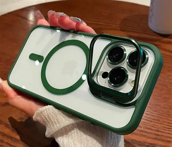 Case Magsafe Borde Verde Protector Cámaras Iphone 16pro
