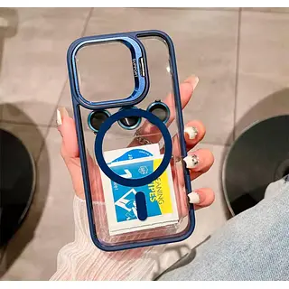 Case Magsafe Borde Azul Protector Cámaras Iphone 12