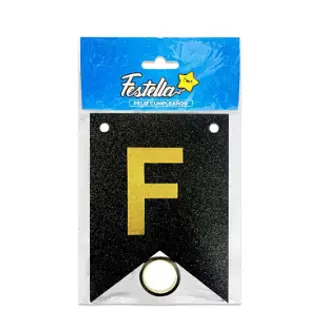 Banderin Feliz Cumpleaños Escarchado Negro