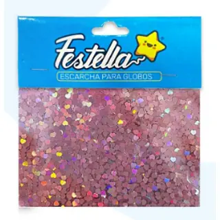 Escarcha Globo Corazon Rosado Paquete X12