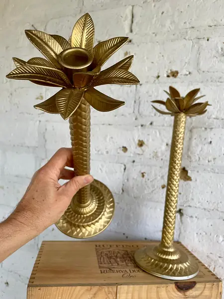 Pareja De Candelabros Con Forma De Palmera - 1980