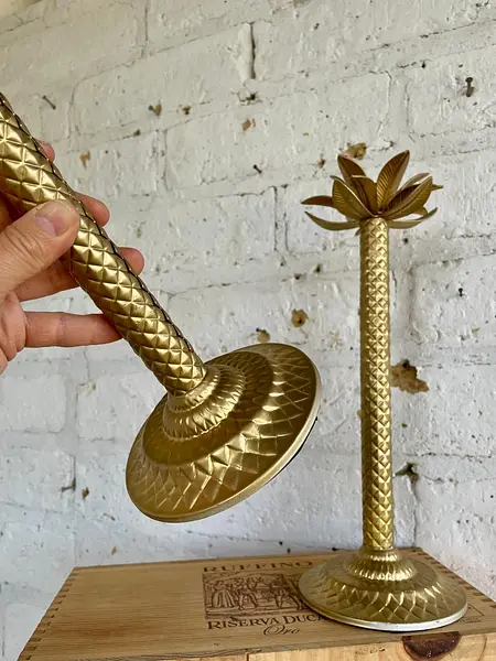 Pareja De Candelabros Con Forma De Palmera - 1980