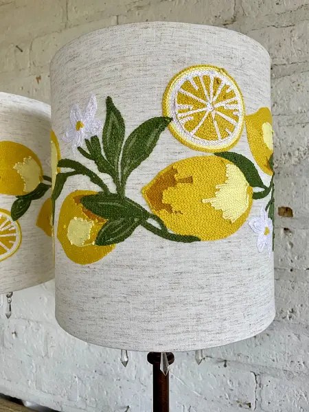 Lámparas X 2 Caperuza Limones Y Azahares Bordados