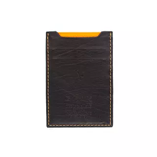 Tarjetero de Cuero Marron Hilo Naranja