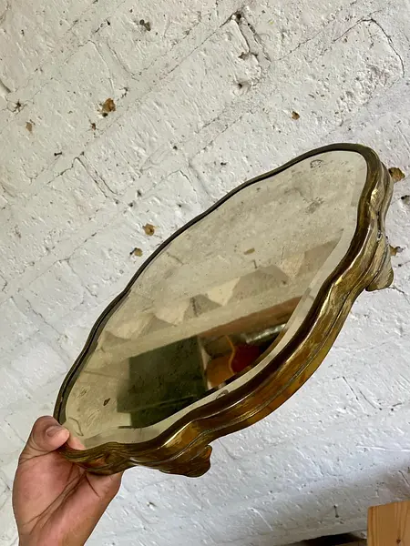 Bandeja De Metal Y Espejo Biselado - India 1960