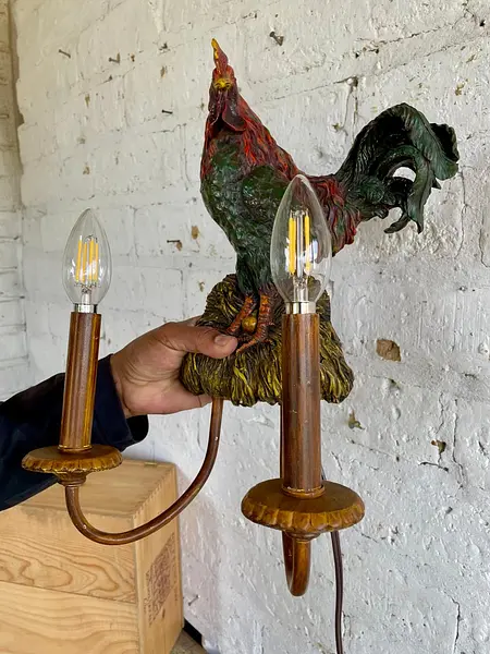 Lámpara 2 Luces Con Diseño De Gallo