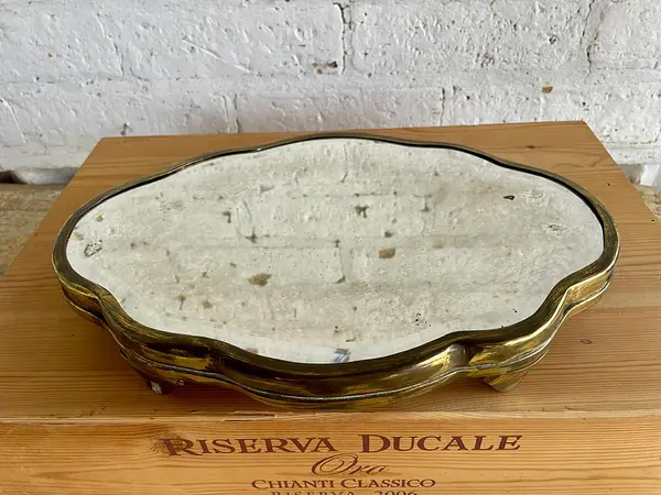 Bandeja De Metal Y Espejo Biselado - India 1960