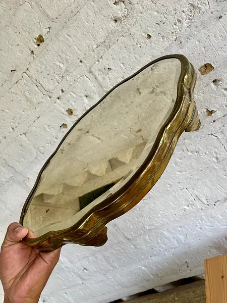 Bandeja De Metal Y Espejo Biselado - India 1960