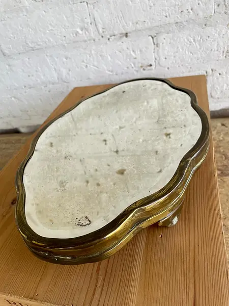 Bandeja De Metal Y Espejo Biselado - India 1960