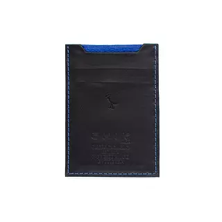 Tarjetero de Cuero Negro con Azul