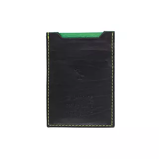 Tarjetero de Cuero Negro con Verde